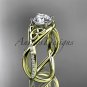 14kt yellow gold celtic trinity knot engagement ring with a Moissanite center stone CT790