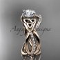 14kt rose gold celtic trinity knot engagement ring, wedding ring with double matching band CT790S