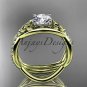 14kt yellow gold celtic trinity knot engagement set with a Moissanite center stone CT790S