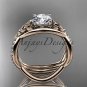 14kt rose gold celtic trinity knot engagement set with a Moissanite center stone CT790S