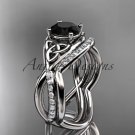 Platinum  celtic trinity knot engagement set with a Black Diamond center stone CT790S
