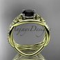 14kt yellow gold celtic trinity knot engagement set with a Black Diamond center stone CT790S