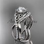 14kt white gold celtic trinity knot engagement ring with a Moissanite center stone CT790S