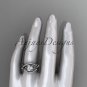14kt white gold celtic trinity knot engagement ring, wedding ring with double matching band CT790S