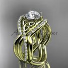 14kt yellow gold celtic trinity knot engagement ring, wedding ring with double matching band CT790S