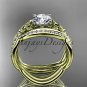 14kt yellow gold celtic trinity knot engagement ring, wedding ring with double matching band CT790S