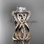 14kt rose gold celtic trinity knot engagement ring, wedding ring with double matching band CT790S
