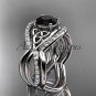 Platinum celtic trinity knot engagement ring with a Black Diamond center stone CT790S