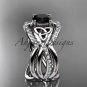 Platinum celtic trinity knot engagement ring with a Black Diamond center stone CT790S