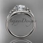14kt white gold celtic trinity knot engagement ring with a Moissanite center stone CT791