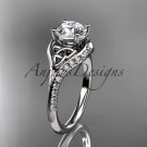 Platinum diamond celtic trinity knot engagement ring with a Moissanite center stone CT7125