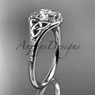 14kt white gold diamond celtic trinity knot wedding ring, engagement ring CT7126