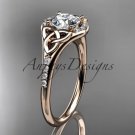 14kt rose  gold diamond celtic trinity knot wedding ring, engagement ring CT7126
