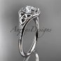 Platinum diamond celtic trinity knot engagement ring with a Moissanite center stone CT7126