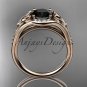 14kt rose gold diamond celtic trinity knot engagement ring with a Black Diamond center stone CT7126