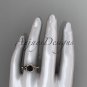 14kt rose gold diamond celtic trinity knot engagement ring with a Black Diamond center stone CT7126