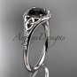 Platinum diamond celtic trinity knot engagement ring with a Black Diamond center stone CT7126