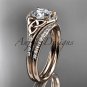 14kt rose gold diamond celtic trinity knot wedding ring, engagement set CT7126S