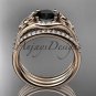 14kt rose gold diamond celtic trinity knot engagement ring with a Black Diamond center stone CT7126S