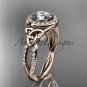 14kt rose gold diamond celtic trinity knot wedding ring, engagement ring CT7127