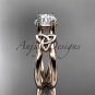 14kt rose gold celtic trinity knot engagement ring with a Moissanite center stone CT7130