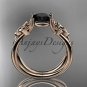 14kt rose gold celtic trinity knot engagement ring with a Black Diamond center stone CT7130