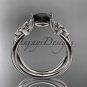 Platinum celtic trinity knot engagement ring with a Black Diamond center stone CT7130