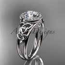 14kt white gold diamond celtic trinity knot wedding ring, engagement ring CT7131