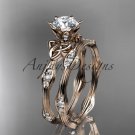 14kt rose  gold diamond celtic trinity knot wedding ring, engagement set CT7132S