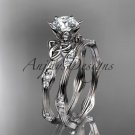 Platinum diamond celtic trinity knot engagement set with a Moissanite center stone CT7132S