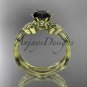 14kt yellow gold diamond celtic trinity knot engagement set with a Black Diamond center stoneCT7132S