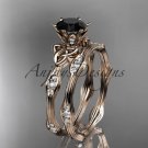14kt rose gold diamond celtic trinity knot engagement set with a Black Diamond center stoneCT7132S