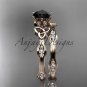 14kt rose gold diamond celtic trinity knot engagement set with a Black Diamond center stoneCT7132S