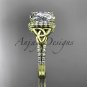 14kt yellow gold diamond celtic trinity knot engagement ring with Cushion Cut Moissanite CT7148