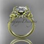 14kt yellow gold diamond celtic trinity knot engagement ring with Cushion Cut Moissanite CT7148