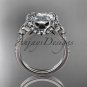 Platinum diamond celtic trinity knot engagement ring with Cushion Cut Moissanite CT7148