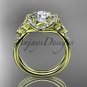 14kt yellow  gold diamond celtic trinity knot engagement ring with a Moissanite center stone CT7155