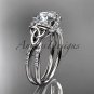 14kt white golddiamond celtic trinity knot engagement ring with a Moissanite center stone CT7155