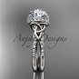 14kt white golddiamond celtic trinity knot engagement ring with a Moissanite center stone CT7155