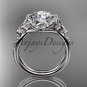 14kt white golddiamond celtic trinity knot engagement ring with a Moissanite center stone CT7155