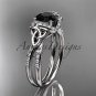 14kt white gold diamond celtic trinity knot engagement ring with a Black Diamond center stone CT7155