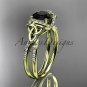 14kt yellow gold diamond celtic trinity knot engagement ring with a Black Diamond center stoneCT7155