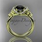 14kt yellow gold diamond celtic trinity knot engagement ring with a Black Diamond center stoneCT7155