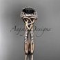 14kt rose gold diamond celtic trinity knot engagement ring with a Black Diamond center stone CT7155