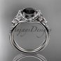 Platinum diamond celtic trinity knot engagement ring with a Black Diamond center stone CT7155
