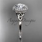14kt white gold diamond celtic trinity knot engagement ring with a Moissanite center stone CT7157