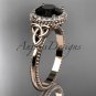 14kt rose gold diamond celtic trinity knot engagement ring with a Black Diamond center stone CT7157