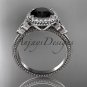 Platinum diamond celtic trinity knot engagement ring with a Black Diamond center stoneCT7157
