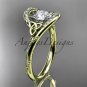 14kt yellow   gold diamond celtic trinity knot engagement ring with a Moissanite center stone CT7166