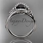 14kt white gold diamond celtic trinity knot engagement ring with a Black Diamond center stone CT7166